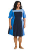 Linear Color Block Cotton Knit Dress