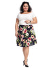 Navy Floral Print Skirt