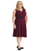 Lace Trim Burgundy Fit And Flare Dress