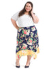 Tossed Floral Printed Asymmetrical Skirt
