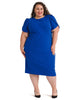 Cape Shoulder Blue Sheath Dress