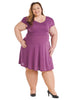 Cap Sleeve Violet Fit And Flare Dress