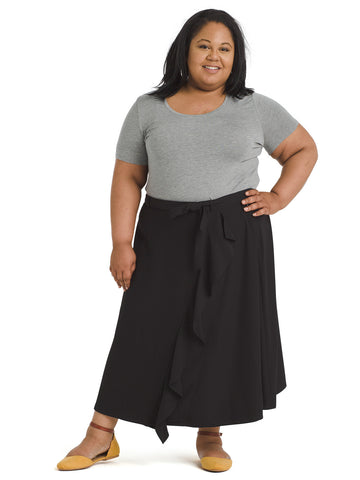 Ruffled Belted Faux Wrap A-Line Skirt