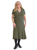 Short Sleeve Stripe Midi Wrap Dress