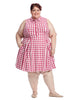Sleeveless Pink Gingham Shirt Dress