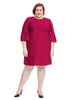 Bell Sleeve Fit & Flare Dress In Magenta