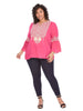 Bell Sleeve Embroidered Fuchsia Top