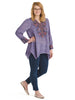 Floral Embroidered-Cuff Purple Top