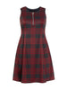 Black and Red Plaid Sleeveless Fit-and-Flare Dress