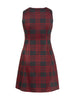 Black and Red Plaid Sleeveless Fit-and-Flare Dress