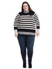 Black And White Striped Twofer Sweater