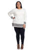White And Chevron Print Pullover Sweater
