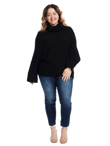 Cozy Ribbed Black Relaxed Turtleneck