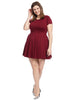 Scallop Wine Fit And Flare Dress
