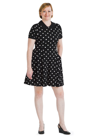 Black And White Dot Fit And Flare Dress