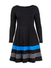 Contrast Stripe Black Fit-And-Flare Dress