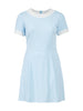 White Trim Blue Dress