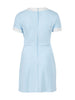 White Trim Blue Dress