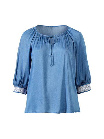Lace Detail Chambray Top