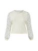 Polka Dot Sleeve White Sweater
