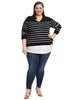 Twofer Side Tie Striped Pullover Sweater