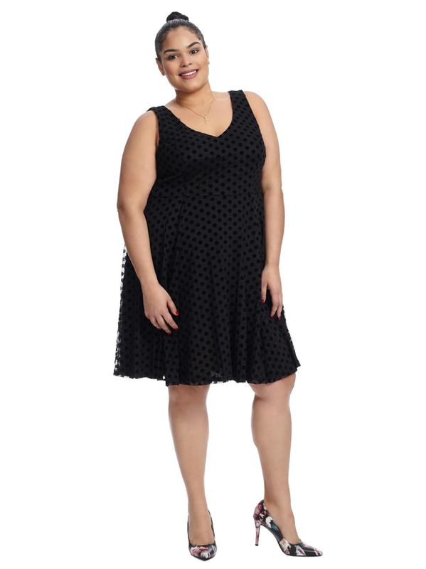 Mesh Black Dot Fit And Flare Dress