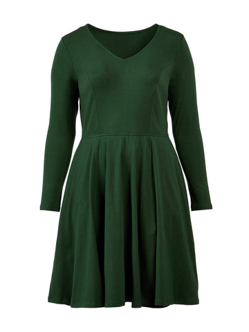 Bottle Green Fit-And-Flare Dress