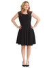 Lace Shoulder Detail Black Fit and Flare Dress
