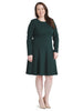 Long Sleeve Evergreen Fit And Flare Dress