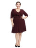 Button Front Wine Fit And Flare Dress