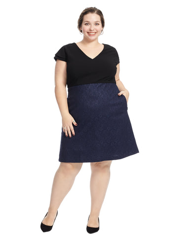 Lace Navy And Black Twofer Dress