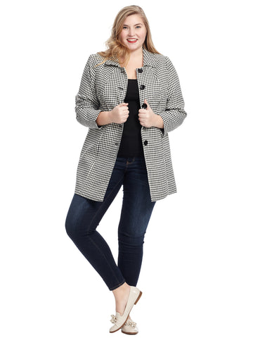 Button Front Houndstooth Jacket