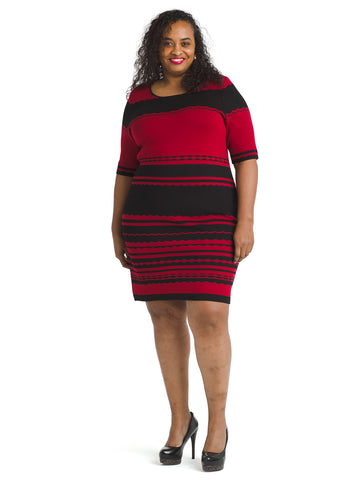 Black And Red Sheath Sweater Dress
