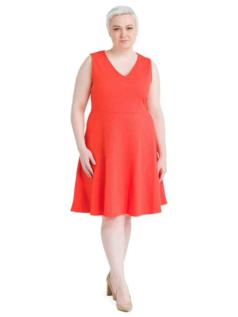Sleeveless Orange Bright Fit And Flare Dress