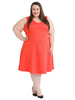 Sleeveless Orange Bright Fit And Flare Dress