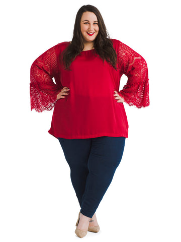 Lace Sleeve Eastern Ruby Blouse