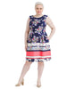 Mixed Print Scuba Fit And Flare Dress