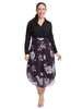 Curved Hem Purple Floral Midi Skirt