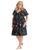 Surplice Floral Fit And Flare Dress