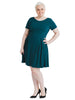 Short Sleeve Hunter Green Fit And Flare Dress