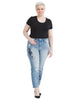 Embroidered Straight Crop Jeans