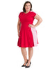 Color Block Red Fit And Flare Dress