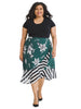 Floral And Stripe Green Skirt
