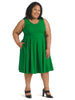 Amazon Green Pleated Fit and Flare Dress