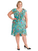 Tiered Ruffle Teal Tropical Fit And Flare Dress