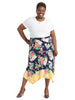 Tossed Floral Printed Asymmetrical Skirt
