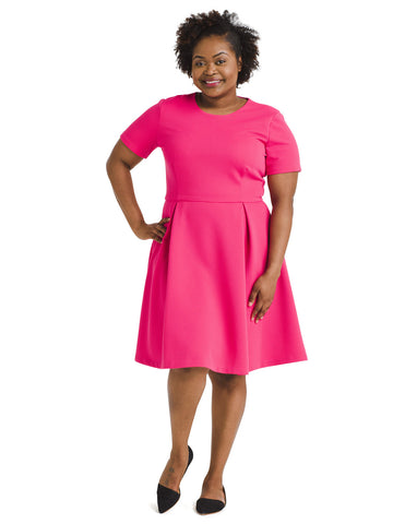 Textured Fuchsia Fit And Flare Dress