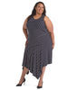 Sleeveless Asymmetrical Hem Stripe Midi Dress