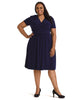 V-Neck Navy Fit And Flare Dress