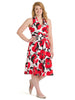 Red Floral Sleeveless Fit And Flare Dress